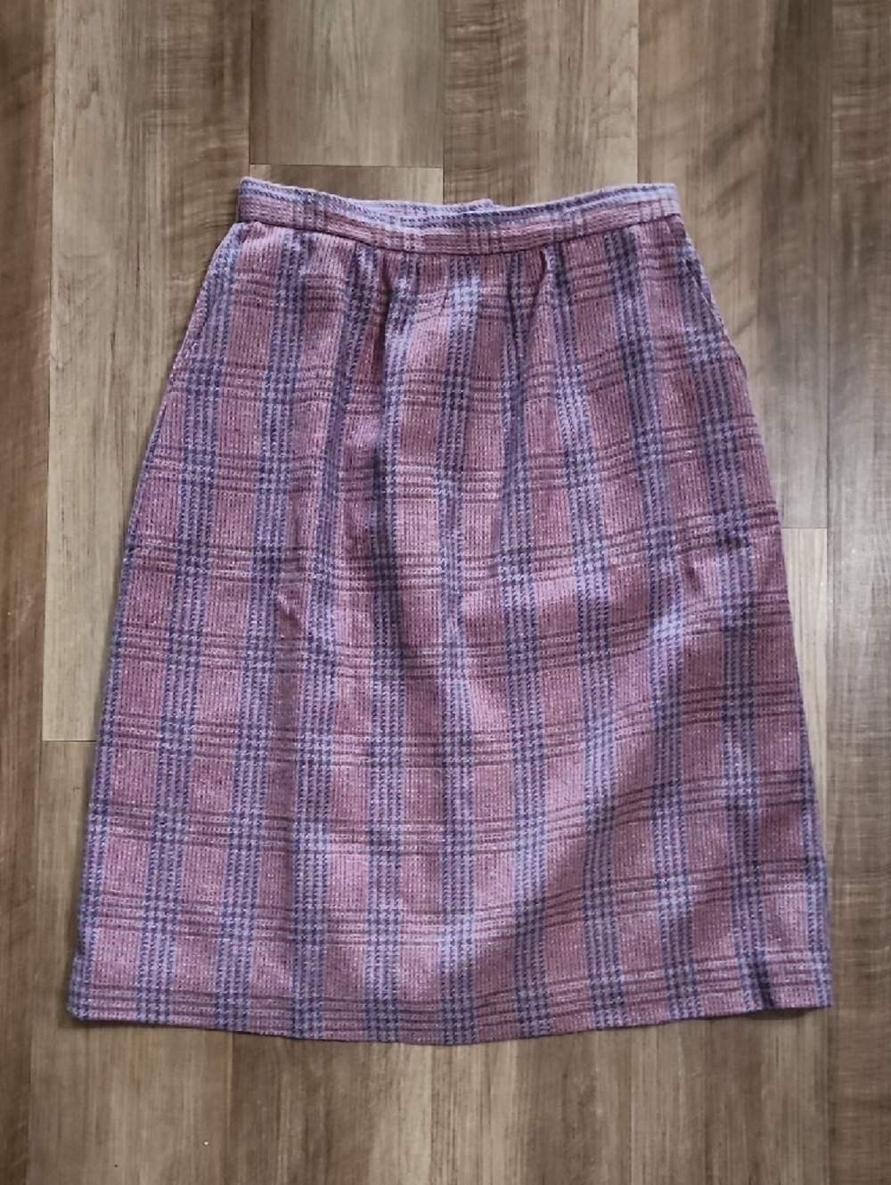 Oscar de la Renta Vintage Plaid Skirt Suit Set Mauve Wool Blend 2PC - Picture 14 of 16